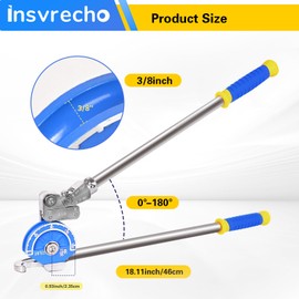 Insvrecho 3/8 Inch Heavy Duty Tube Bender - Professional Aluminum Alloy Tubing Tool for Brake Lines, Fuel Lines, Plumbing - Precision Manual Pipe Bending Kit with Angle Guide
