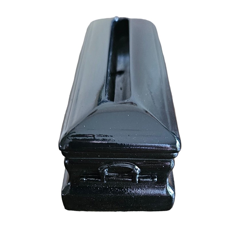 Generic Miniature Casket Resin Business Card Holder, Metallic Black