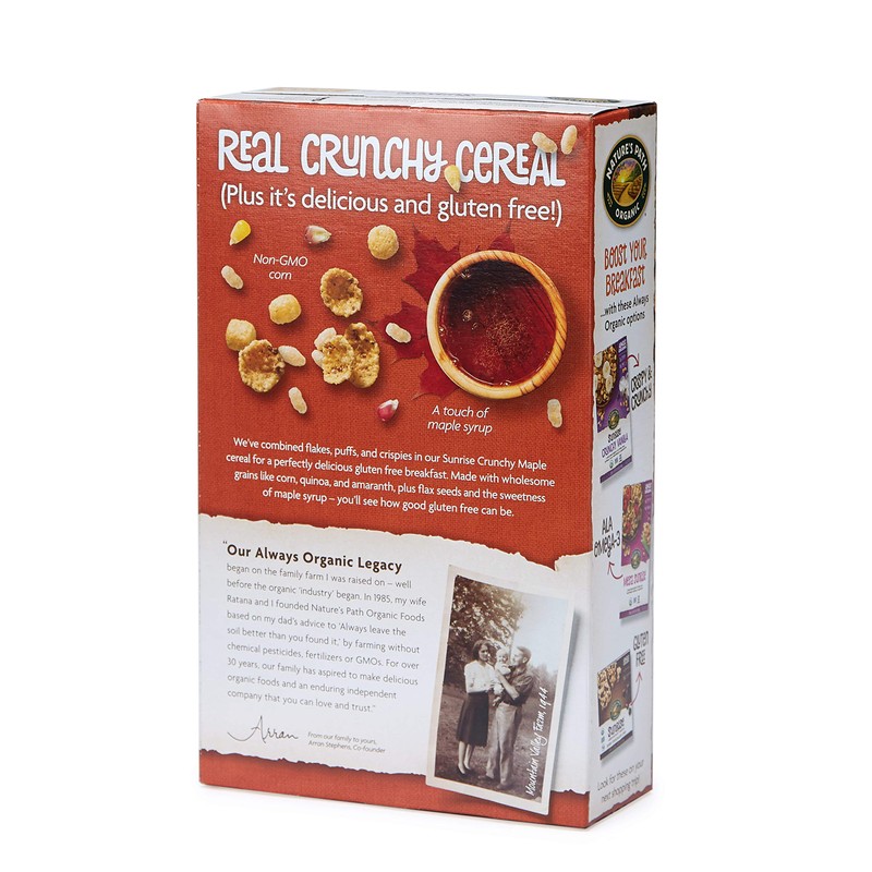 Nature’s Path Sunrise Crunchy Maple Cereal, Healthy, Organic, Gluten-Free, 10.6