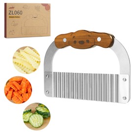 ZLemma Crinkle Cutter Knife for Kids Slicer Veggies & Fruits with Safe Rounded Tip, Bear-Shape Wavy Cutter with Rosewood Handle & Japanese 420J2 Stainless Steel Blade
