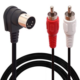 GLHONG Din 5 Pin to RCA Cable, 90 Degree Right Angle 5 Pin Din Plugs Male to 2 RCA Male Professional Grade Audio Cable for Bang & Olufsen, Naim, Quad, Stereo Systems (1.5 Meter)