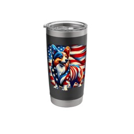 Corgi American Flag USA Patriotic Corgi 4th of July Stainless Steel Insulated Tumbler