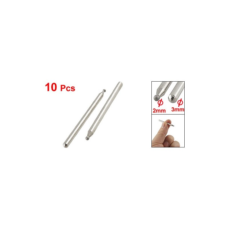 Sourcingmap 10x 2mm Spherical Head Diamond Mounted Points Grinding 45mm