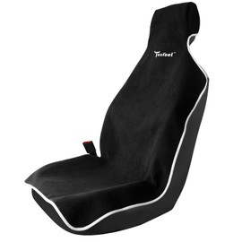 TESFEEL Car Seat Cover Towel, Waterproof Terry Cloth Car Seat Cover Universal Fit for Cars, SUVs, Pickups, Washable Car Seat Protector Brand Customized(Black,1pc)