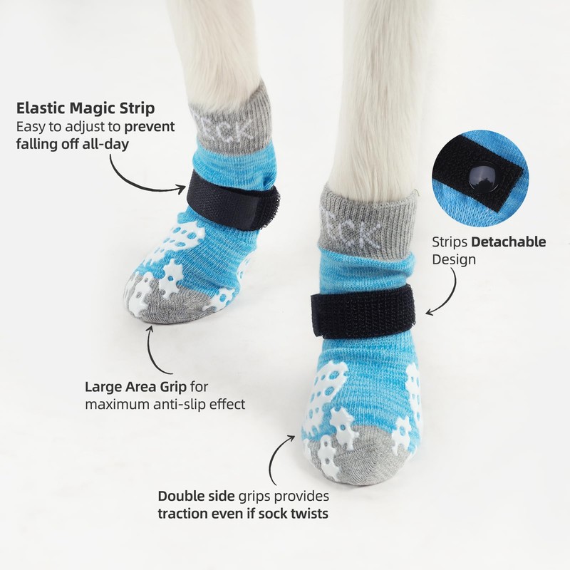 PUPTECK 2 Pairs Anti-Slip Dog Socks Paws Stop Licking, Walking