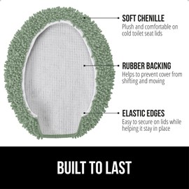 Gorilla Grip Soft Chenille Bathroom Toilet Lid Cover, Machine Washable Seat Covers, 17.5x15, Stays in Place Rubber Backing, Fits Most Round, Elongated and Oblong Lids, Accessories Decor, Sage Green