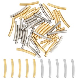 UNICRAFTALE 40 Pieces 2 Colours 304 Stainless Steel Tube Beads Curved Tube Spacer Beads 15 mm Gold Spacer Beads Metal Beads Spacer Beads for DIY Bracelet Anklet Necklace Jewellery Making