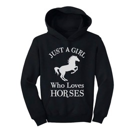Tstars Just a Girl Who Loves Horses Hoodie for Girls Youth Equestrian Hoodies Gift Horseback Riding and Fans X-Large Black