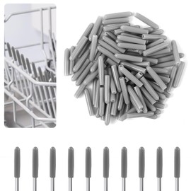 Bewudy 100 PCS Dishwasher Rack Repair Kit, Universal Tine Prong Repair End Cover Caps, 1 inch Round Tips (Grey)