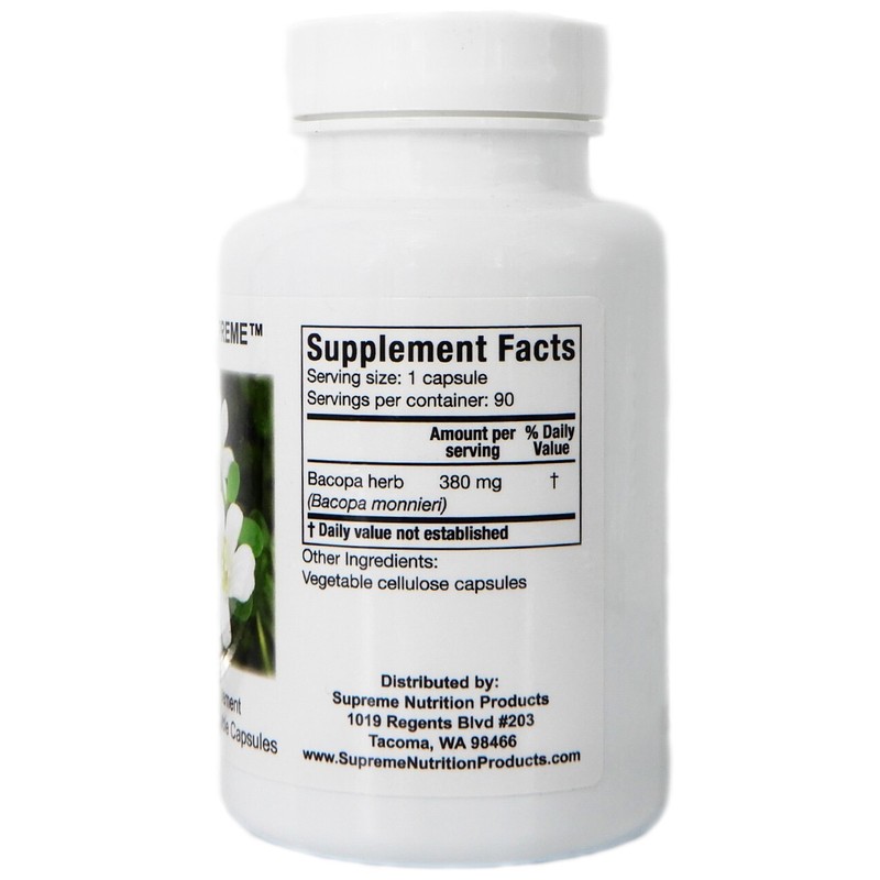 Supreme Nutrition Bacopa, 90 Pure Bacopa Herb Vegetarian Capsules