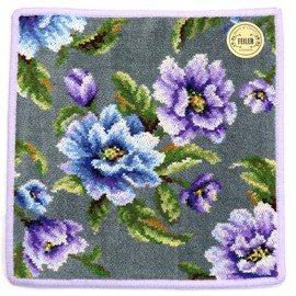 FEILER AMETHYST BLOOM Amethyst Bloom Handkerchief, 9.8 x 9.8 inches (25 x 25 cm), Gray/Purple