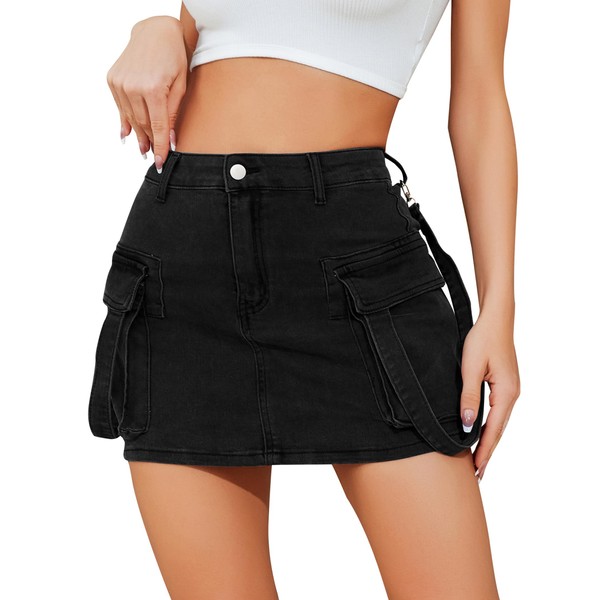 Cargo Skirt Women y2k Button Mini Jeans Skirt Denim Skirt