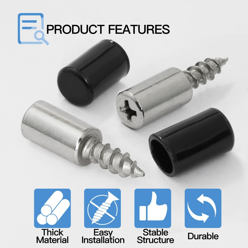 Jamiikury 12pcs Screw in Shelf Pins with Anti-Slip Black Sleeve,