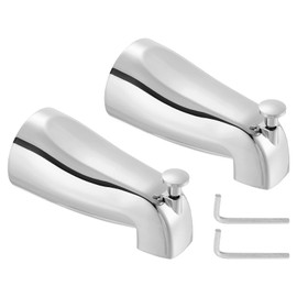 sourcing map 2Pcs Slip on Tub Spout, Bath Slip-On Tub Spout Zinc Alloy Bathtub Faucet with Pull-Up Diverter and Hex Wrench for 1/2 Inch Water Tube for Bathroom Kitchen, Silver