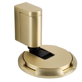 Bak Bo Windproof Door Stoppers 1 Pack Adjustable Bottom of Door Holder Indoor No Drilling Heavy Duty Mechanical Floor Door Stop with Screws and Adhesive Catch Door Keep Door Open Brushed Gold BG-1