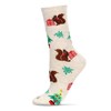 MeMoi Women's Festive Squirrel Crew Socks Oatmeal Heather 9-11