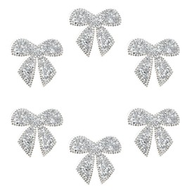 PATIKIL Bow Rhinestone Patches, 6 Pcs Bow Shape Sew/Iron on Applique Patches Rhinestone Applique Glitter Crystal Patches for Shoes Clothes Pants Bags Hats Shirts DIY Crafts, Silver