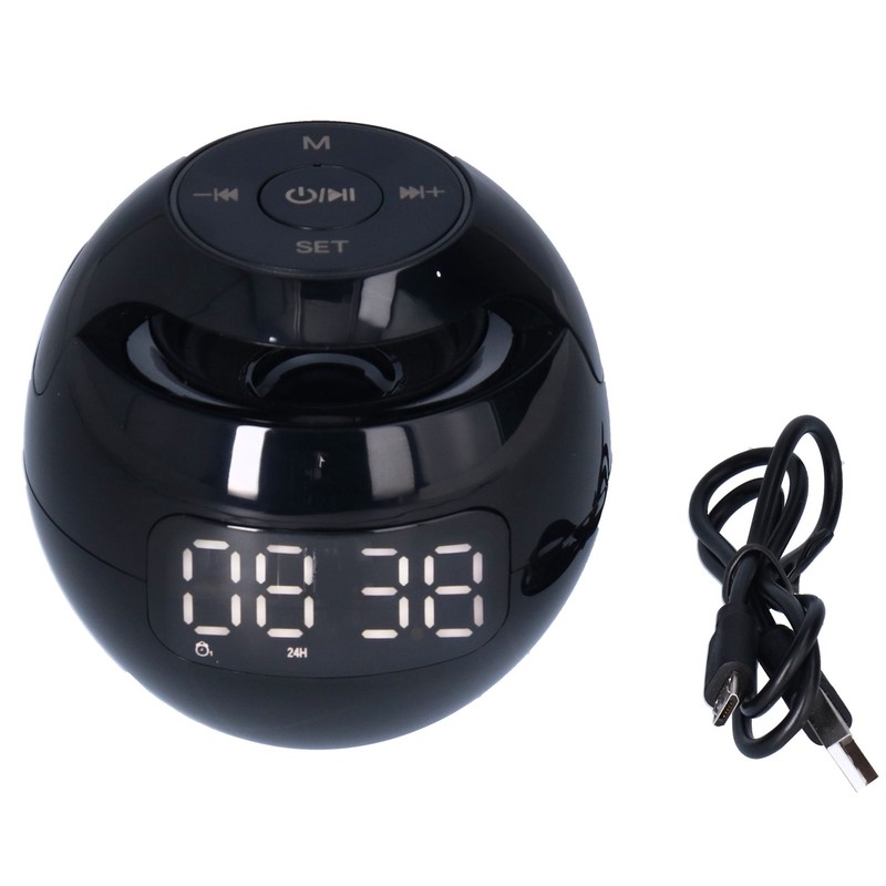 Multifunctional Bluetooth 5.0 Alarm Clock Speaker Rechargeable Ball Shape Portable