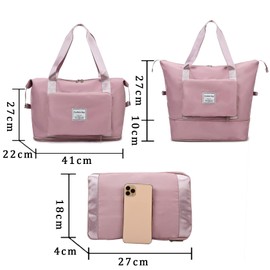 JJDreams Large Weekend Bag Folding Expandable Casual Travel Duffel Bag Waterproof Tote Sports Bag with Wet Pocket for Women 1 pcs