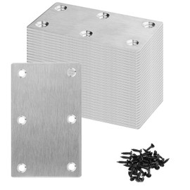 Cobenga 30 Pcs Flat Mending Plates, 3" x 2" Heavy Duty Stainless Steel Flat Brackets, Flat Straight Brace Bracket with Screws, Mending Joining Plates for Shelves,Cabinet,Furniture Corner Repair Fixing