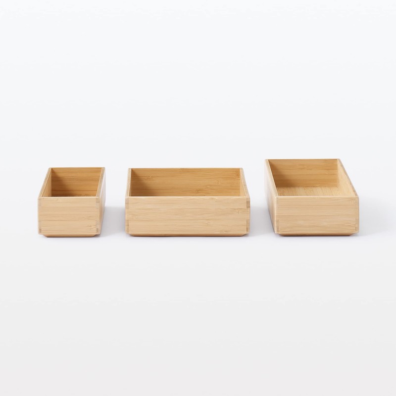 Mujin Ryohin Stackable Bamboo Storage Box, Small, Storage Supplies, Width