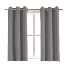 Aquazolax Bedroom Blackout Curtains and Drapes - Solid Thermal Insulated Grommet Blackout Drapery Panels for Window, Set of 2 Panels, W42 x L45 - Inch, Grey