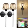 Battery Operated Crystal Wall Sconce Set of 2, Black Rechargeable