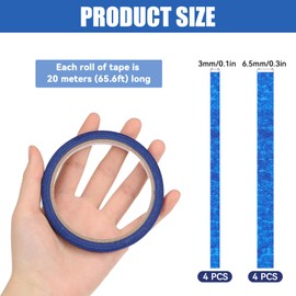 KALIONE 8 Rolls Pinstripe Tape, Masking Tape in 1/8, 1/4 inch, Thin Painters Tape Black Pinstriping Tape, Masking Tape Paint Tape Masking Tape for Wall DIY Board Auto Paint