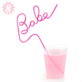 xo, Fetti Bachelorette Party XL Pink Babe Straw Set - 8 pieces | Bride To Be Gift, Bachelorette Party Favors | Birthday Party Decorations