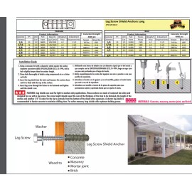 Redding Fasteners (Qty 10) 5/16" x 1-3/4" Lag Shield Anchor Long Zinc Alloy 1/2" Hole