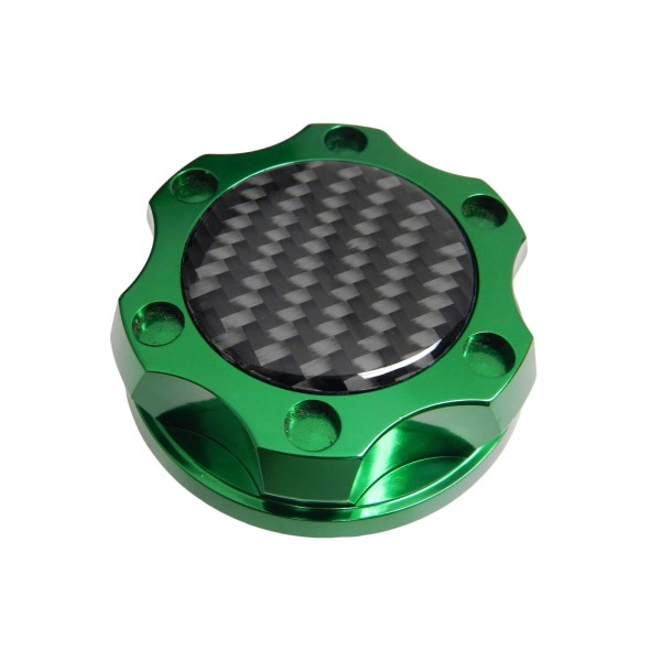 Unbranded GREEN CARBON FIBER V2-STYLE CNC ENGINE OIL FILLER CAP