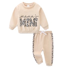 Toddler Girl Clothes 3T Toddler Baby Fall Winter Clothes Letter Graphic Long Sleeve Sweatshirt Khaki