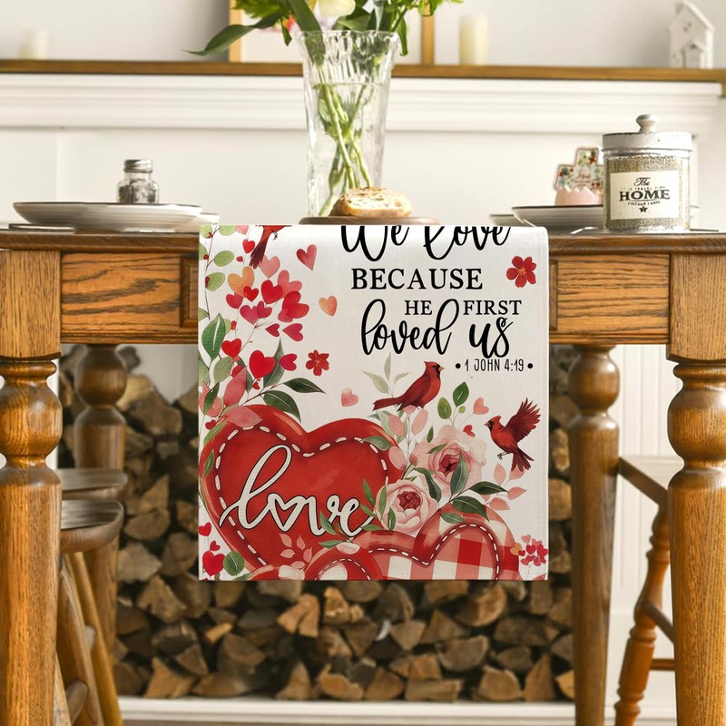 Happy Valentines Day Table Runner Galentines Day Kitchen Dining Table