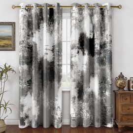 Asuexpect Black Grey Abstract Curtains 2 Panels Abstract Rust Curtain Room Darkening Grommet Window Drapes Modern Decorative Window Treatments for Bedroom Living Room, 52x96 Inches, Black Grey