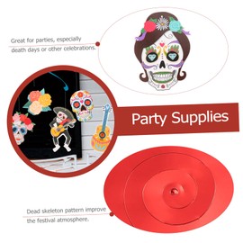 Zerodeko 20Pcs Mexican Spiral Pendant Hanging Ornaments Vibrant Party Supplies for Day Dead Decor Unique Skeleton Pattern Drop Decorations for Festive Celebrations
