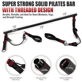 Kit de barra de pilates con bandas de resistencia, equipo de entrenamiento multifuncional resistente para entrenamiento de fuerza, caderas, espalda, b