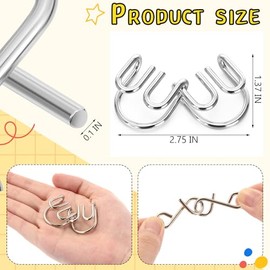 Metal Wire Puzzle Set of 8 with Pouch, Brain Teaser Puzzles IQ Test Ring Disentanglement Unlock Interlock Game Trick Metal for Party Favor Challenge (