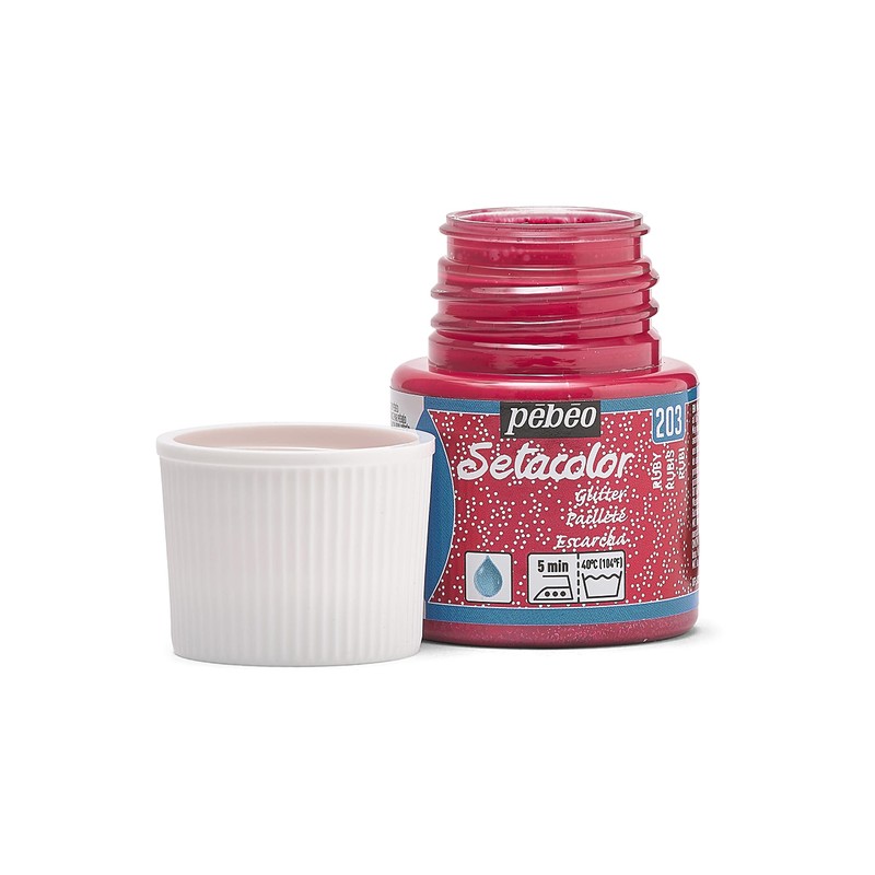 Pebeo 329203 Setacolor Light Glitter Fabric Paint 45-Milliliter Bottle, Ruby,Ruby
