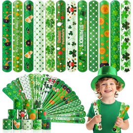 36 Pcs St. Patrick's Day Slap Bracelet,St Patricks Day Favors,St Patricks Day Gifts,St Patricks Day Decorations Gifts Bracelet Decorations Outdoor,St Patricks Day Prizes Bracelets Bulk for Holiday - style: Saint Patrick's Day