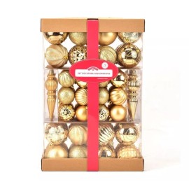 Holiday Time Set Esferas Oro Decorativas Navideñas 74 Piezas Navidad