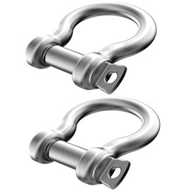 Hulless 2 Pcs 3/8 Inch 304 Stainless Steel D Ring Shackles 10 mm Screw Pin Anchor Shackle for Traction Steel Wire, 10 mm