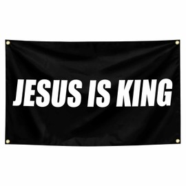 Funny Jesus Is King Flag Motivational Fitness Inspirational Decor For Home Gym Wall College Dorm Room Bedroom Office