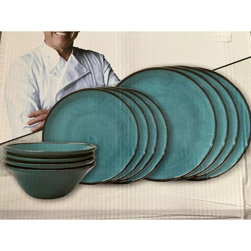 Wolfgang Puck Outdoor Dinnerware Collection Blue 12 Piece Dinner Set