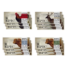 EPIC Bars, Variety Pack (Chicken, Beef, Venison), Keto-Friendly, 12 Bars