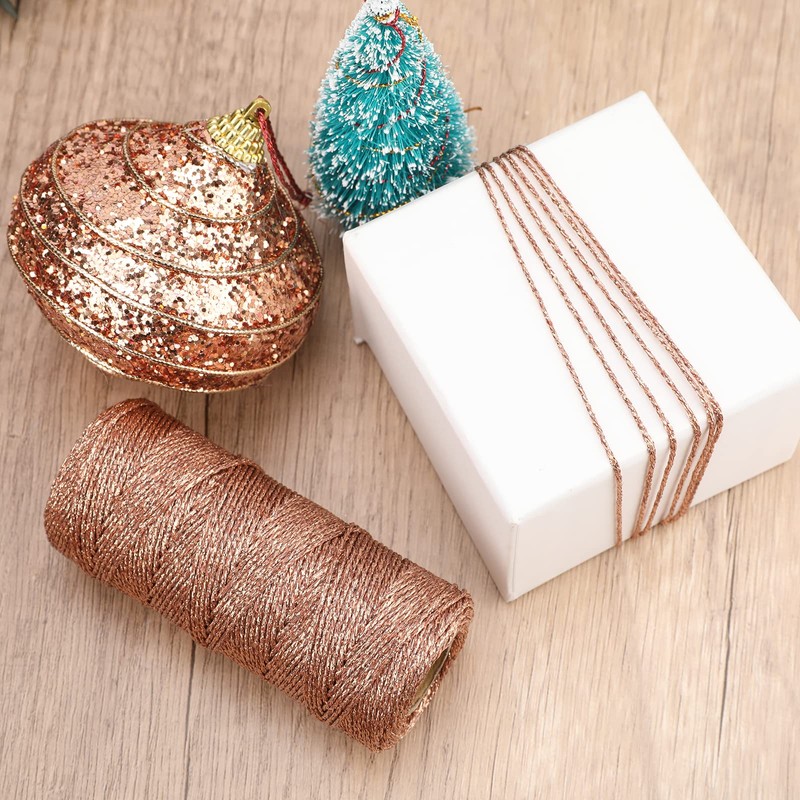 G2PLUS 100M Decorative Metallic String - 1.5mm Rose Gold Twine