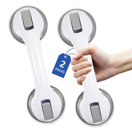 Grab Handles for Seniors Pack of 2 Shower Handle with Strong Hold Suction Cup Handle, Bathroom Grab Handle, Standing Aid Suction Handle, Safety Bar for Shower Bench