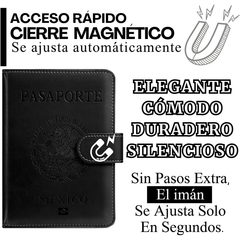 Porta Pasaporte y Visa Mexicano on Cierre Magnético Funda Pasaporte