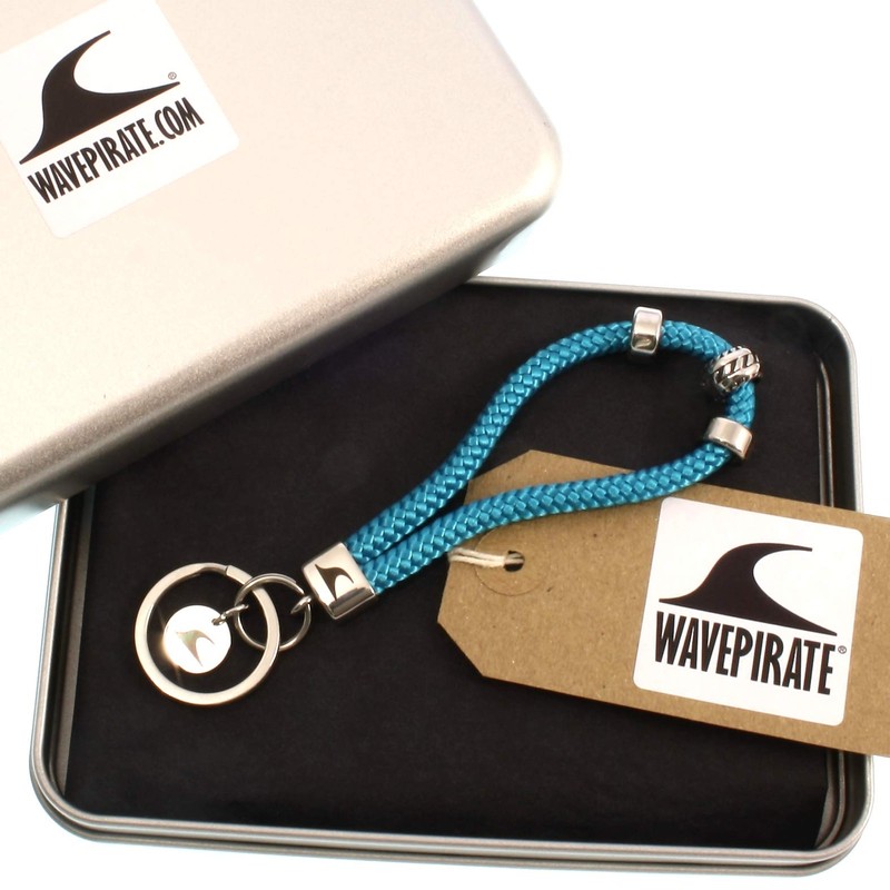 WAVEPIRATE® Sailing Rope Key Chain Wave Silver Women Men, blue,