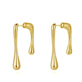 Gold Chunky Earrings for Women Dainty Pendant Earrings 14K Gold Plated Hoop Earrings with 925 Sterling Silver Post Waterdrop Earrings Jewelry Gifts for Teen Girls