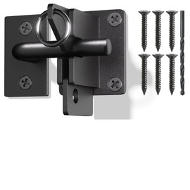 Hulave 304 Stainless Steel Fence Gate Latch, Self-Locking Gravity Gate Latch, Heavy Duty Privacy Gate Latch for Wooden Fence, Metal Gate & Vinyl Fence Gate Hardware (Black)